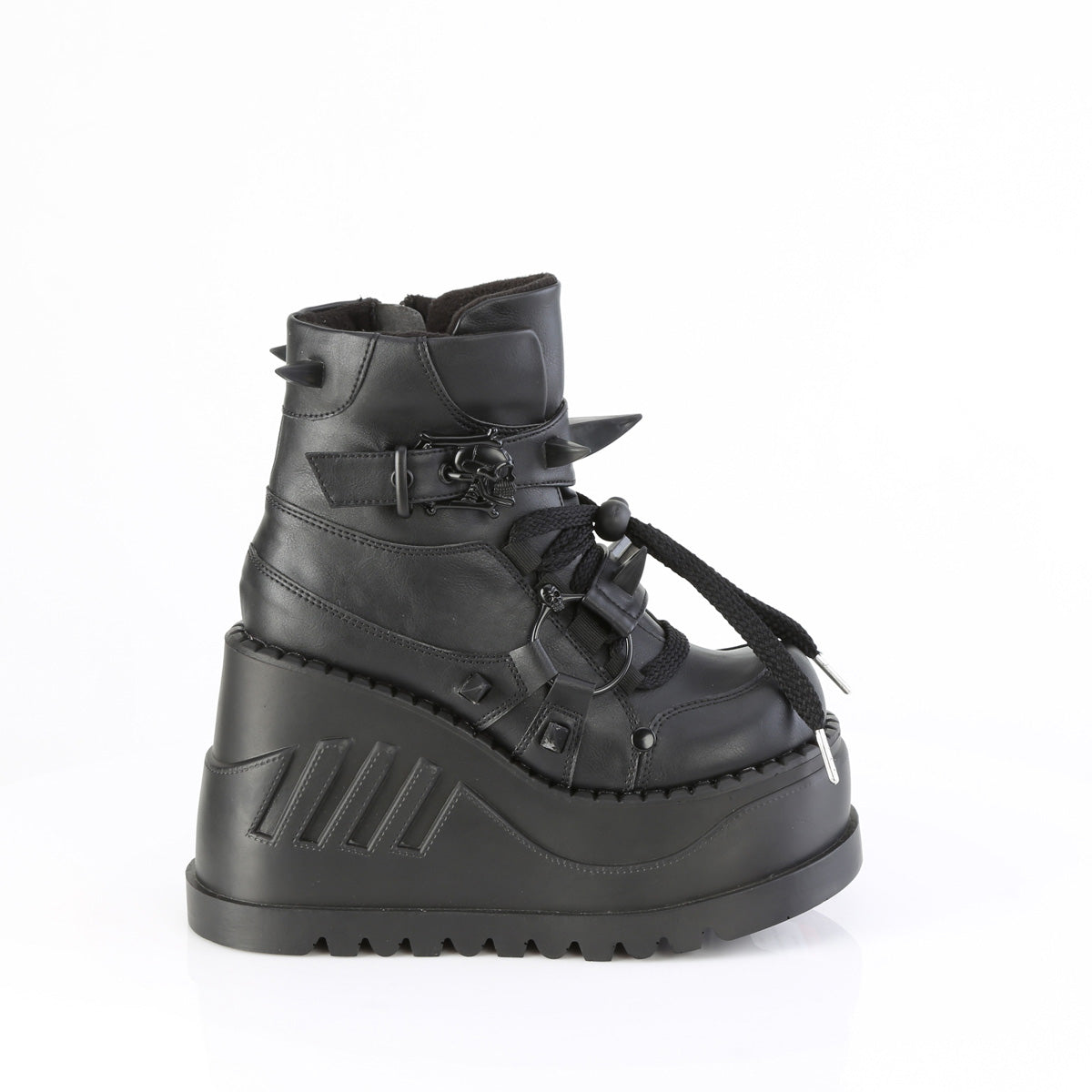 4 Inch Wedge Platform STOMP-60 Black Vegan Leather