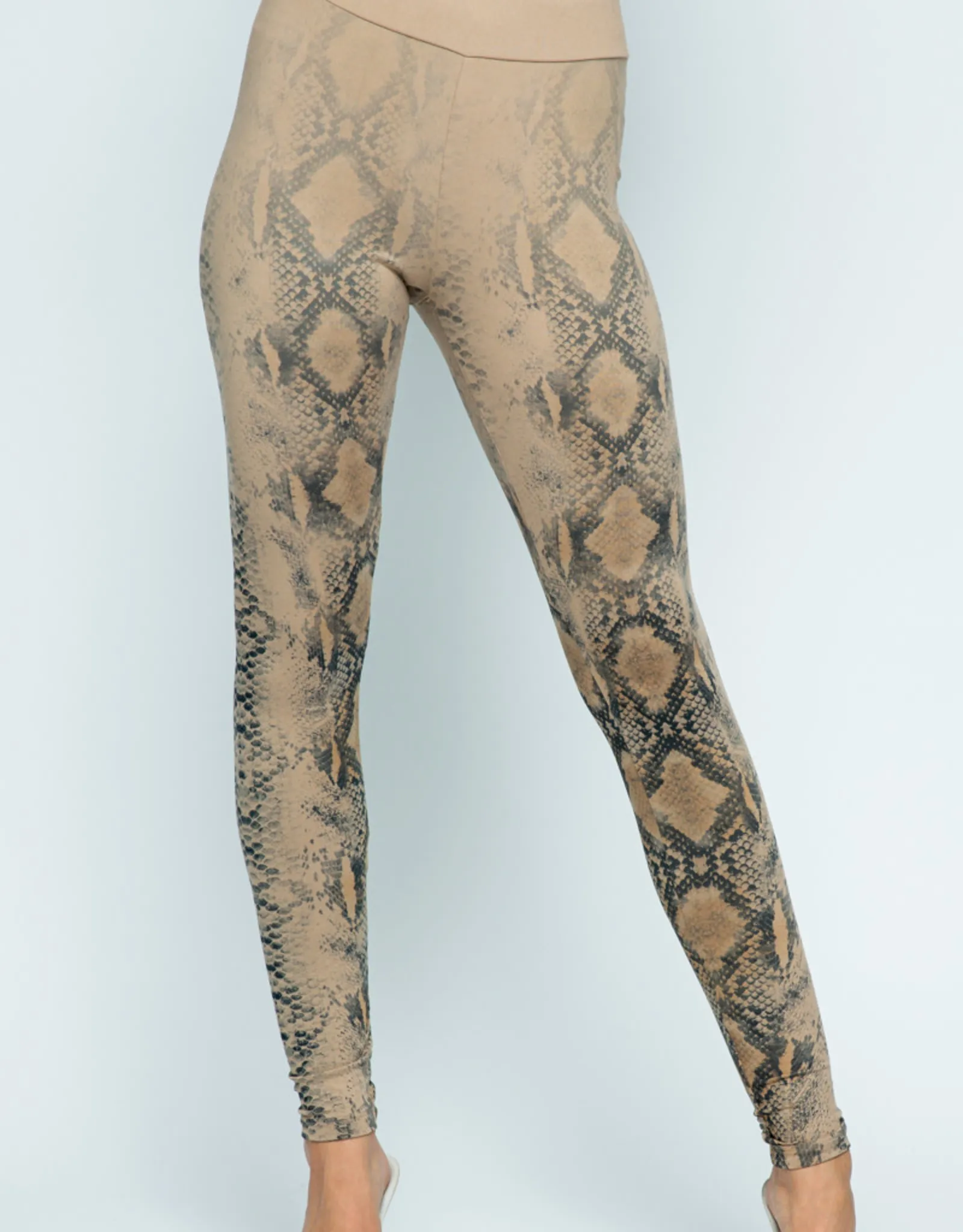   6106 Snake Print Leggings Tan