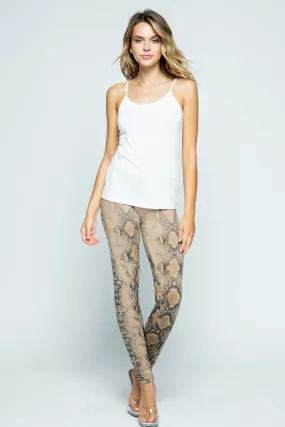   6106 Snake Print Leggings Tan