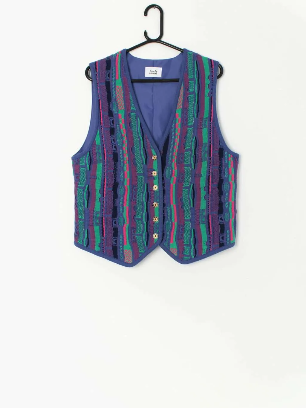 90s vintage Coogi style knitted waistcoat vest – Large