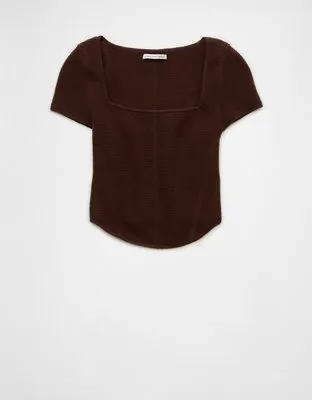 AE Cropped Short-Sleeve Sweater-