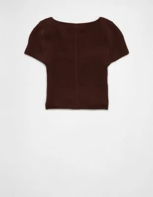 AE Cropped Short-Sleeve Sweater-