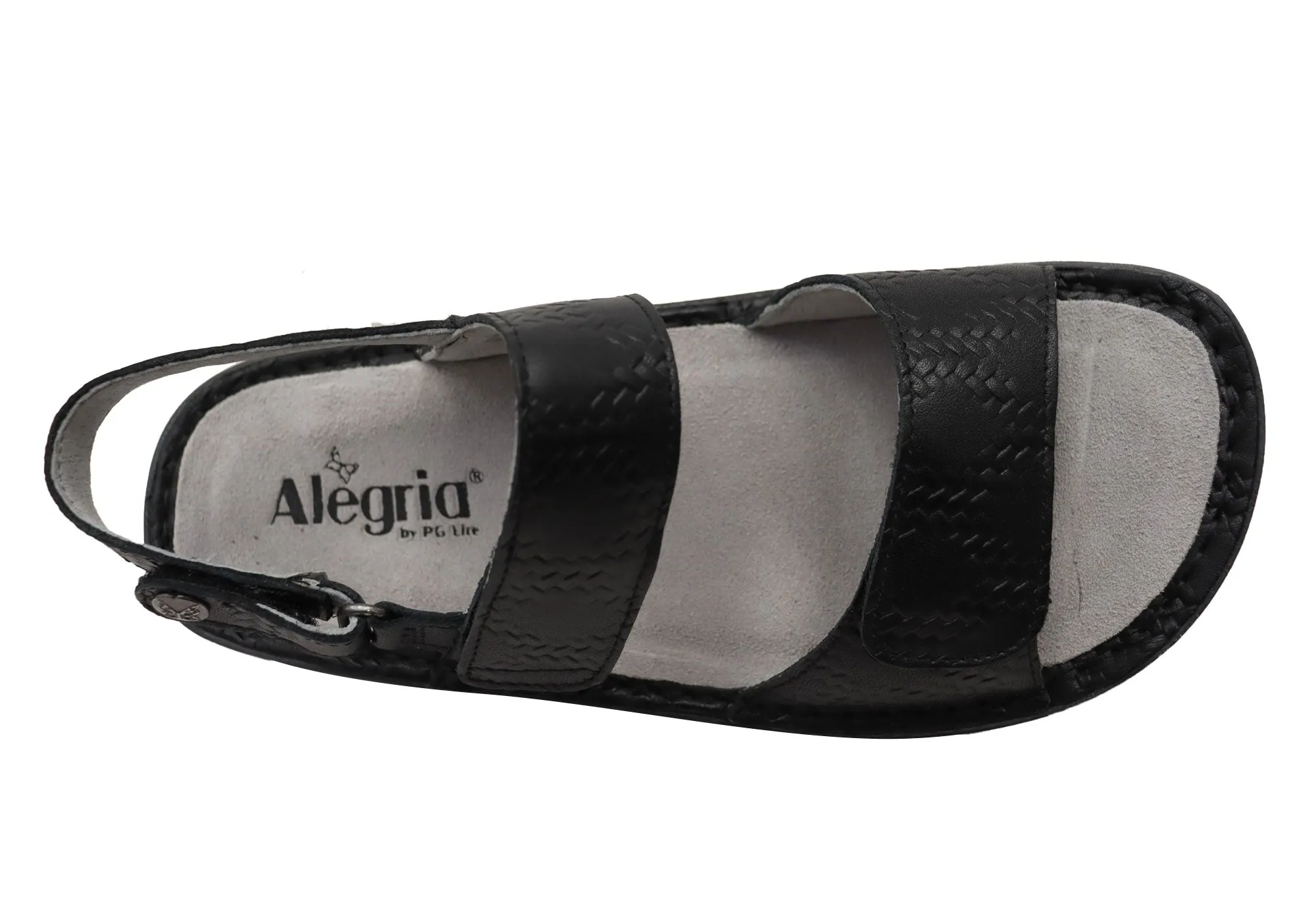 Alegria Verona Basketry Black Womens Comfortable Leather Sandals