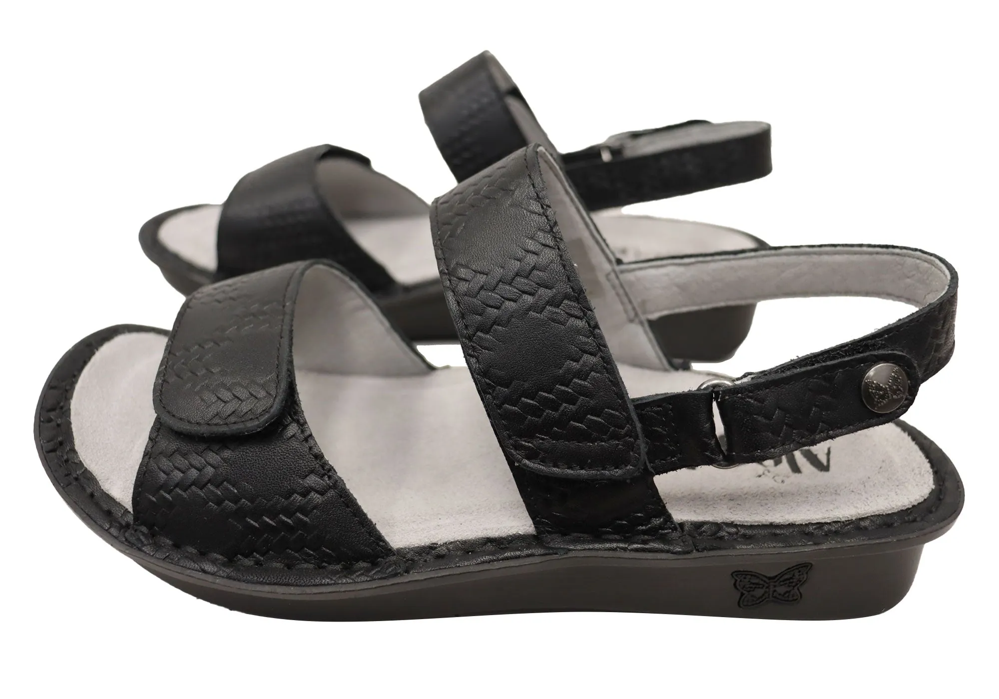 Alegria Verona Basketry Black Womens Comfortable Leather Sandals