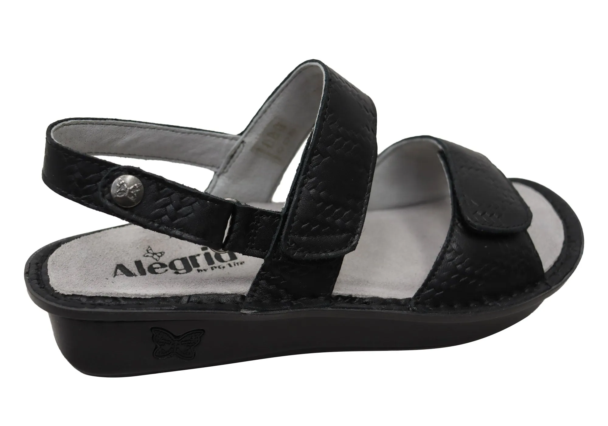 Alegria Verona Basketry Black Womens Comfortable Leather Sandals