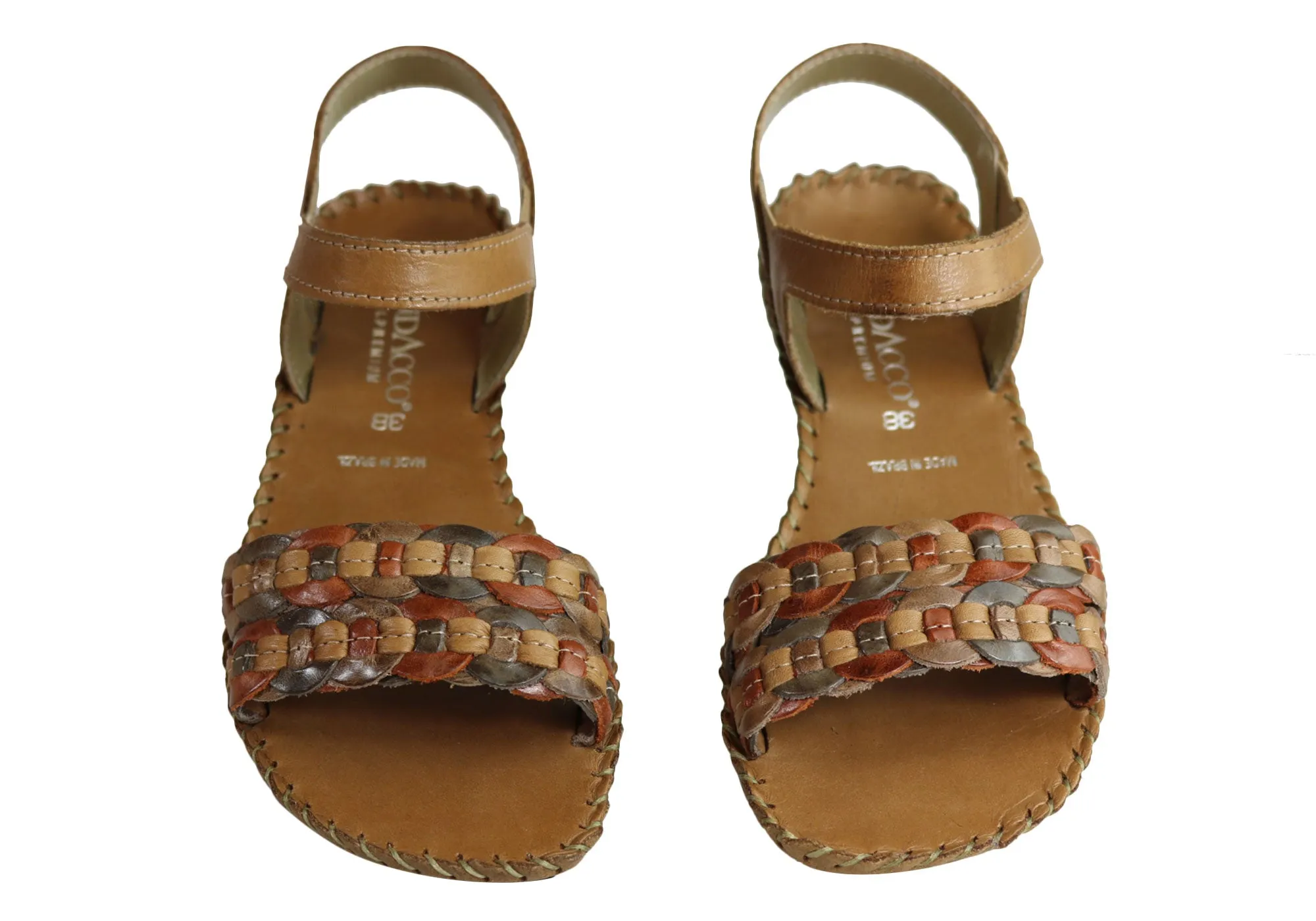 Andacco Envi Womens Comfortable Flat Leather Sandals Made In Brazil