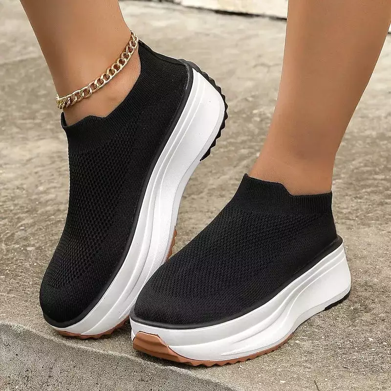 Ashore Shop Spring and Autumn 2023 Women's Vulcanized Platform Shoes Comfortable Walking Casual Shoes