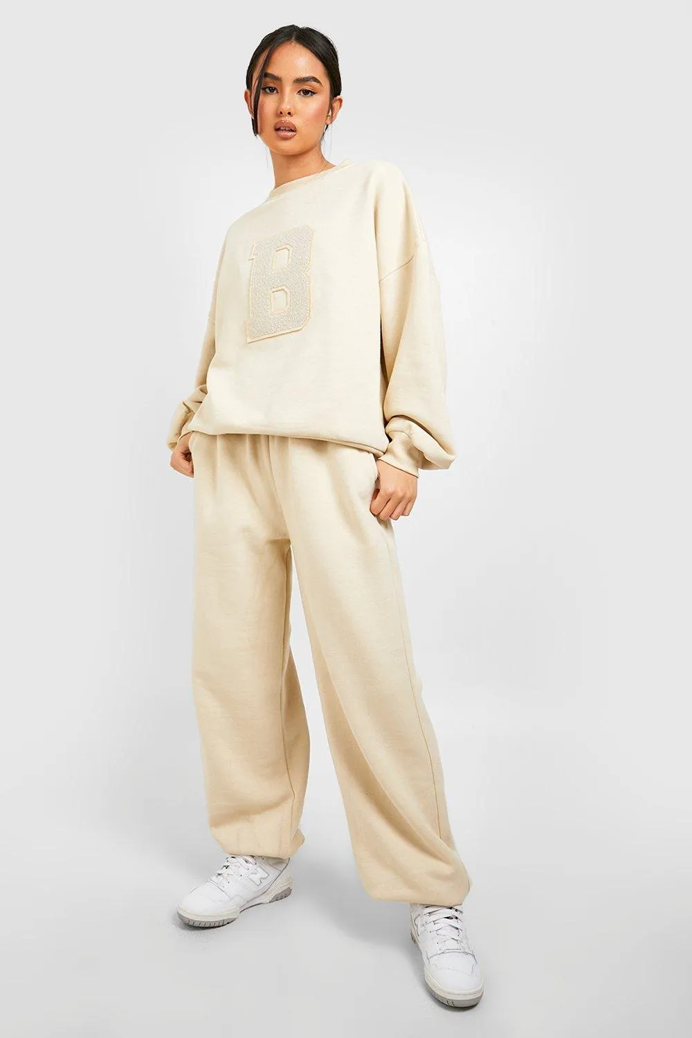 B Slogan Applique Sweater Tracksuit