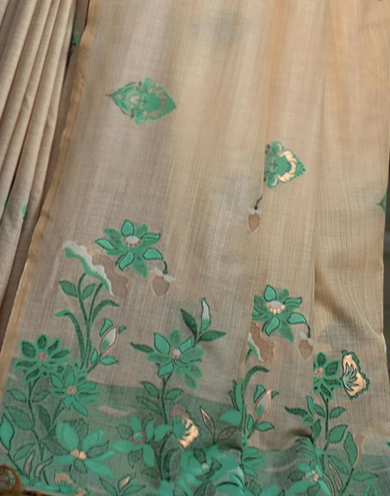 Beige Cotton Woven Sarees