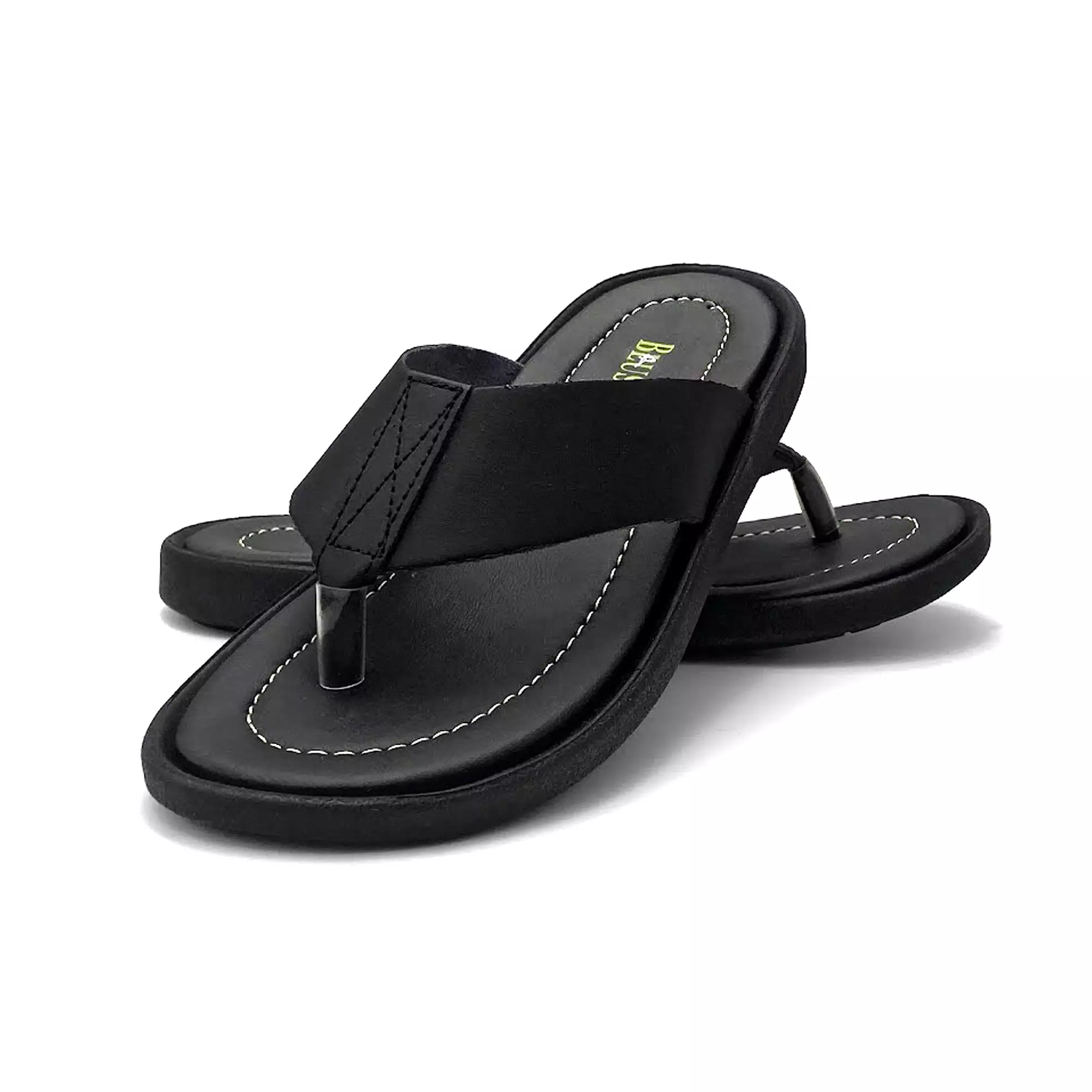 Black Cross Leather Slippers