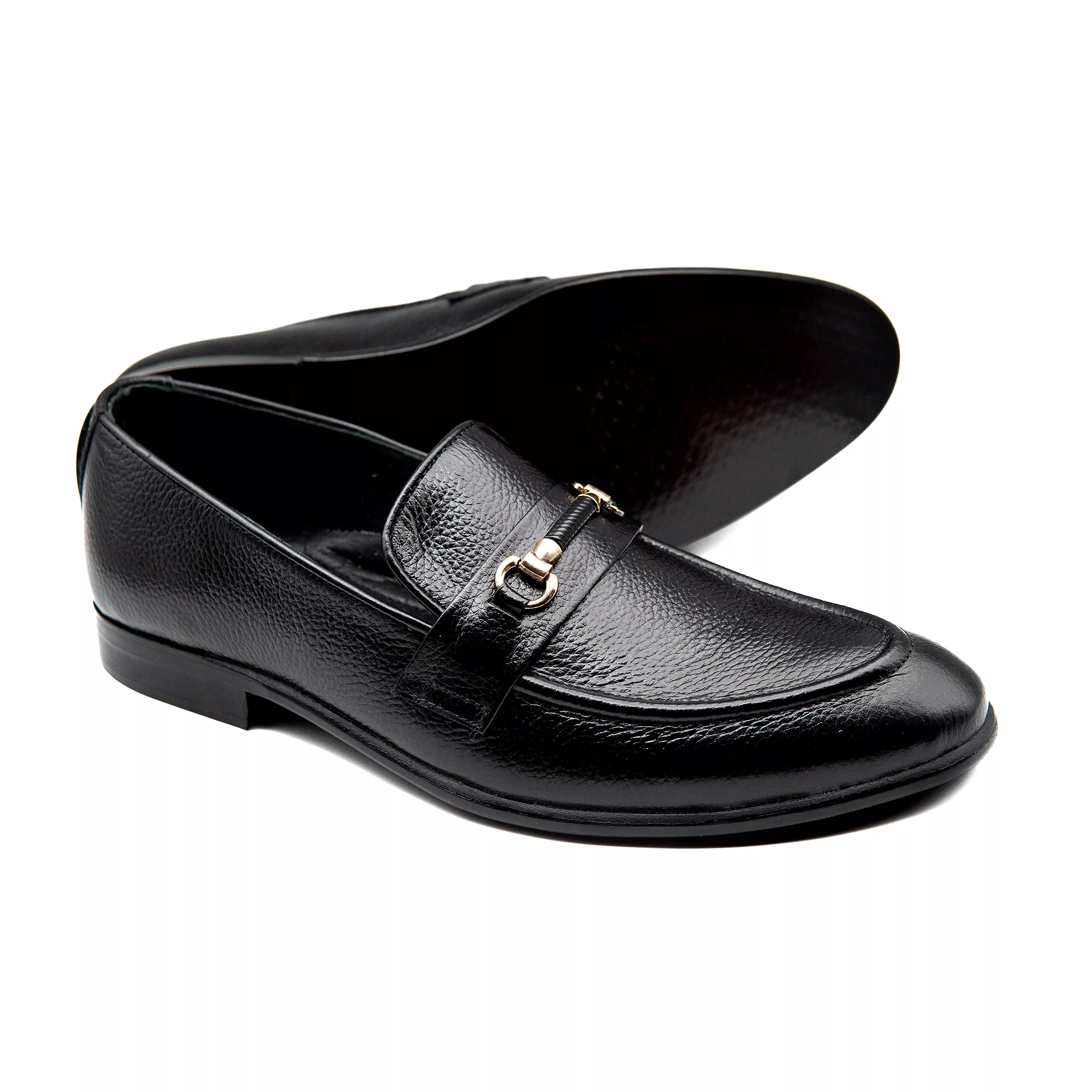 Black Leather Buckle Executive Men Shoes