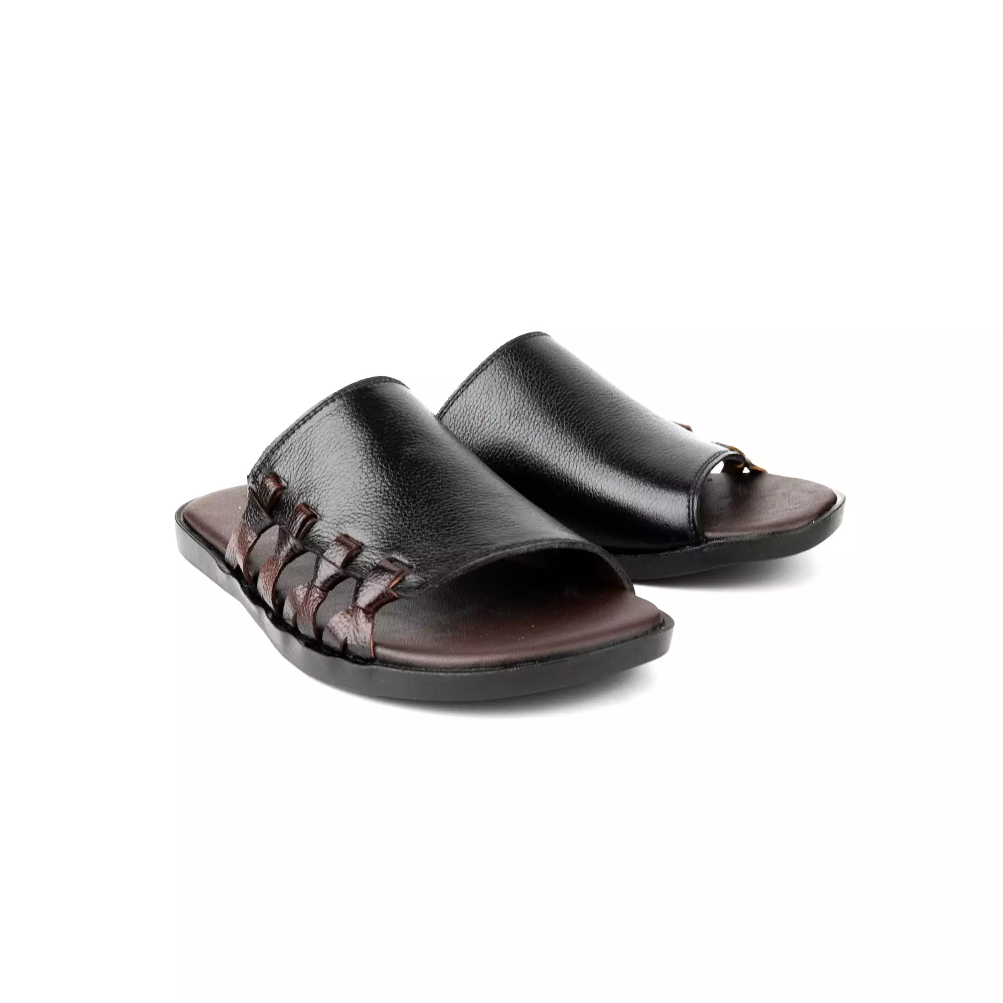 Black Premium Leather Slippers