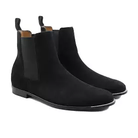 Bludenz - Men's Black Kid Suede Chelsea Boot