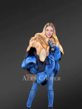 Blue Fox Fur Poncho