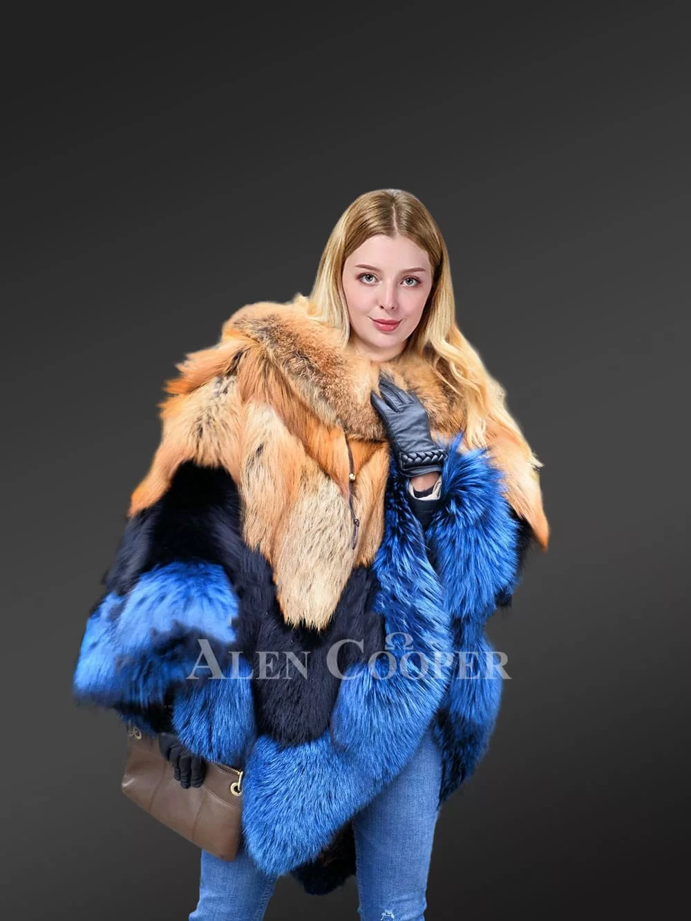 Blue Fox Fur Poncho