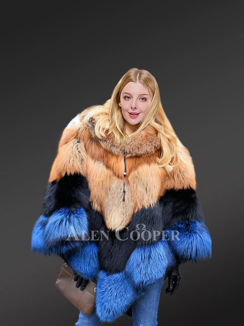 Blue Fox Fur Poncho