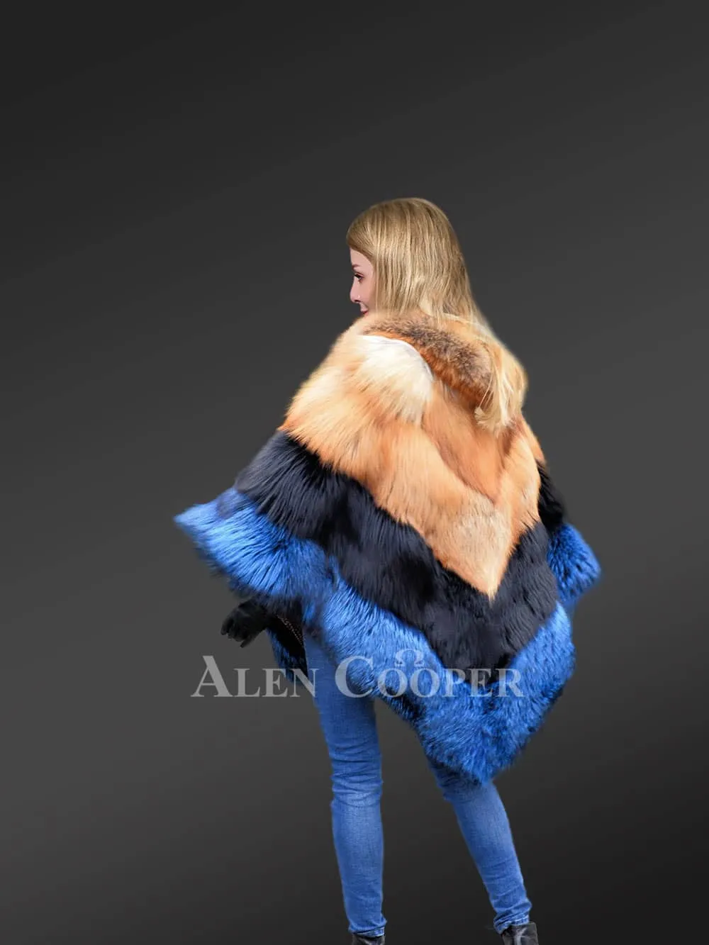 Blue Fox Fur Poncho