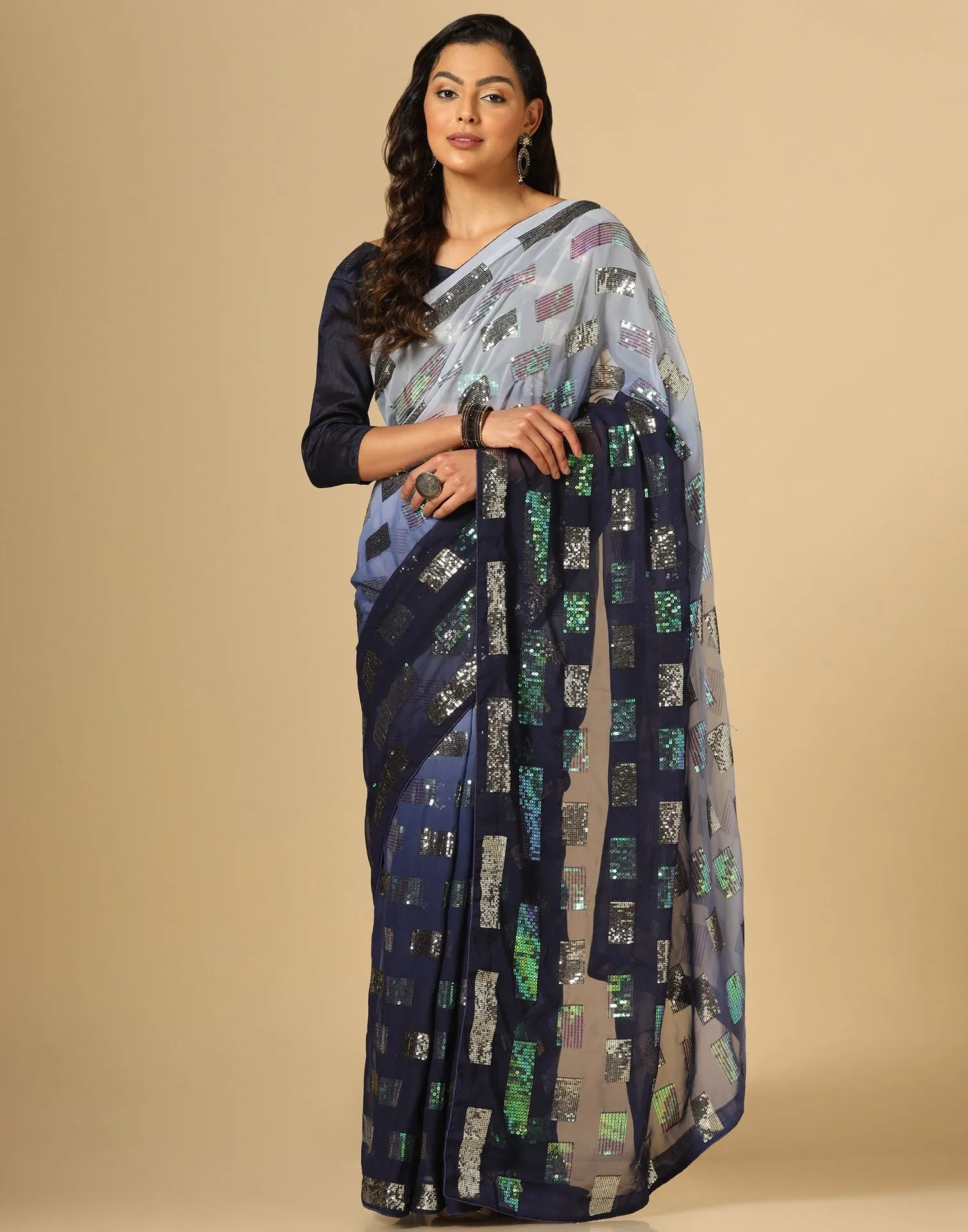 Blue Sequence Saree