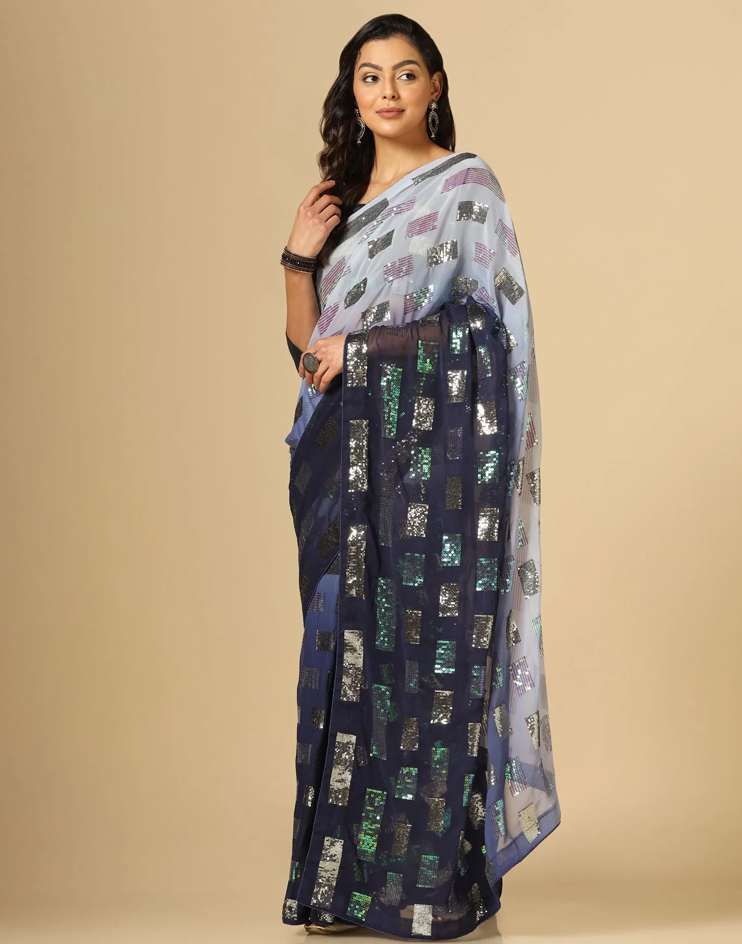 Blue Sequence Saree