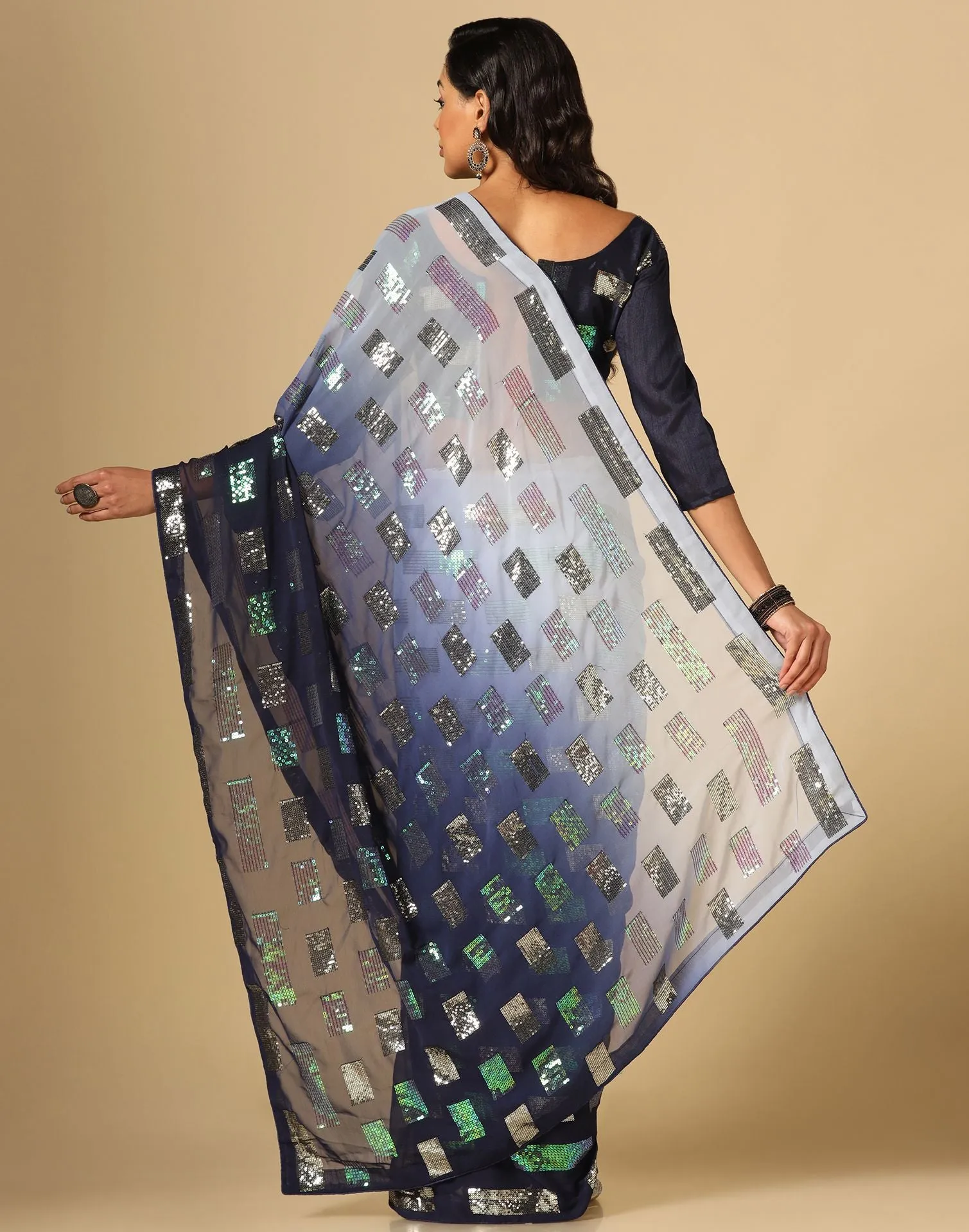 Blue Sequence Saree