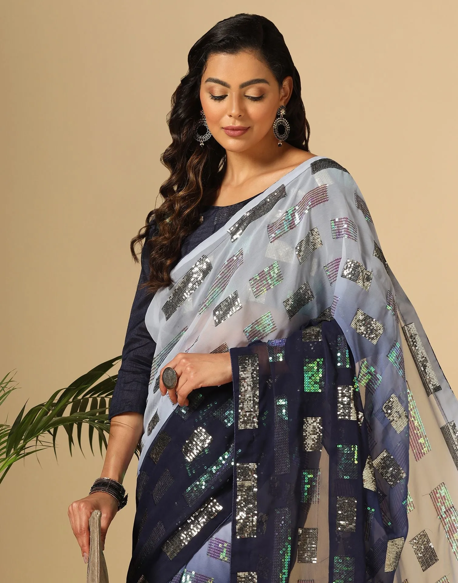 Blue Sequence Saree