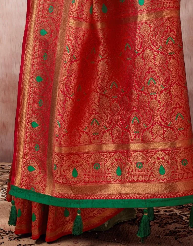 Bottle Green Silk Plain Sarees