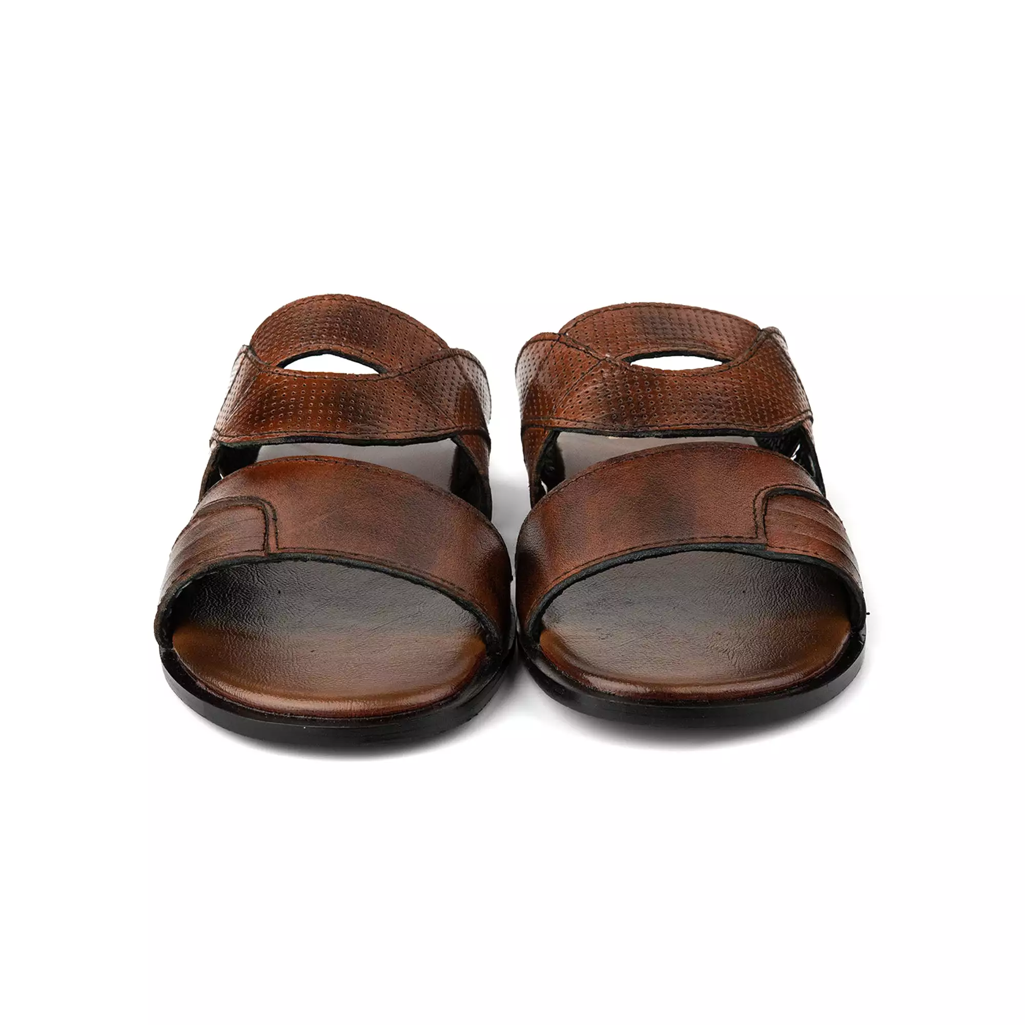 Brown Engraved Premium Leather Slippers