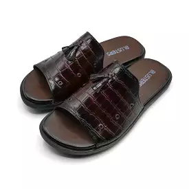 Brown Twin Tussle Leather Slippers