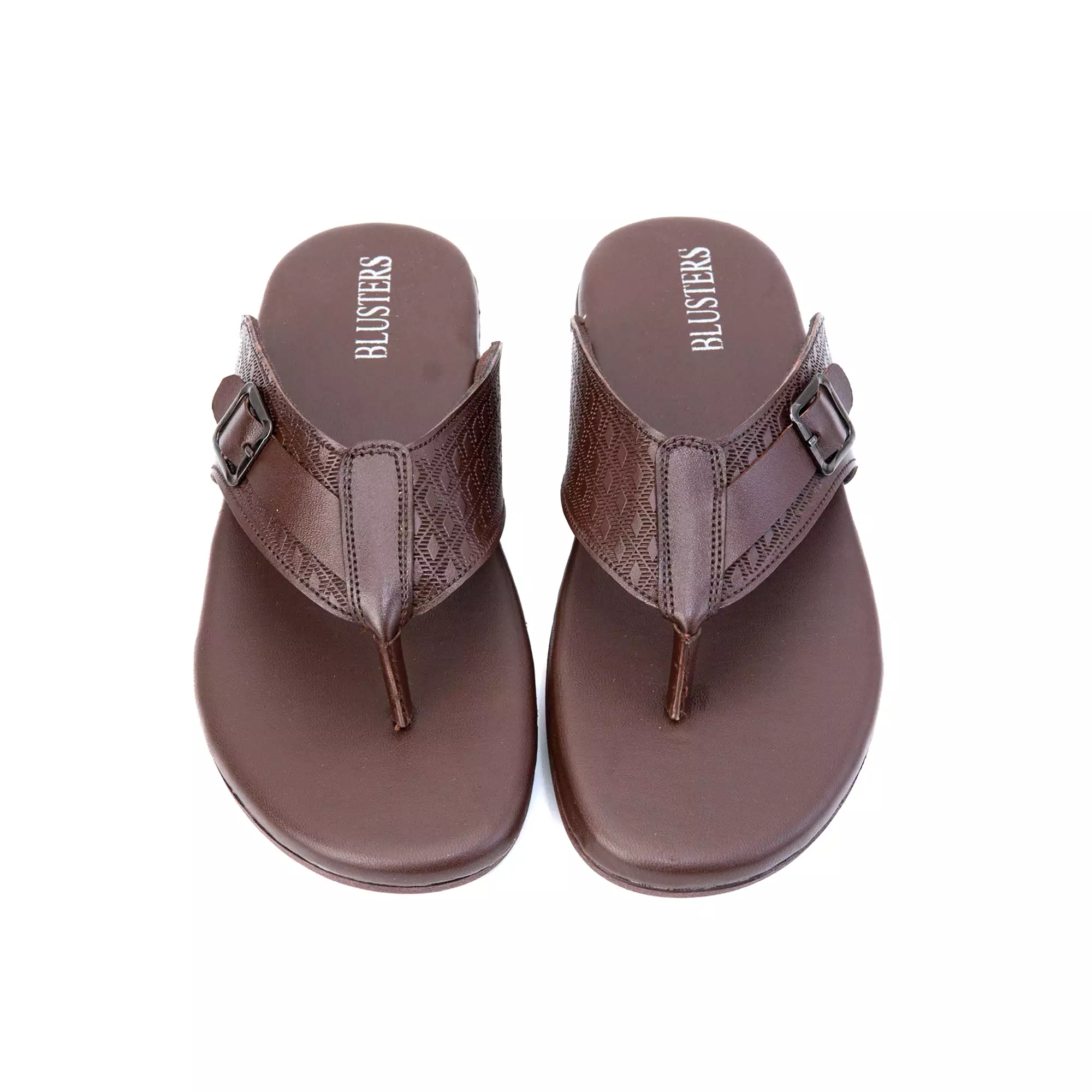 Buckled Padded Leather Slippers