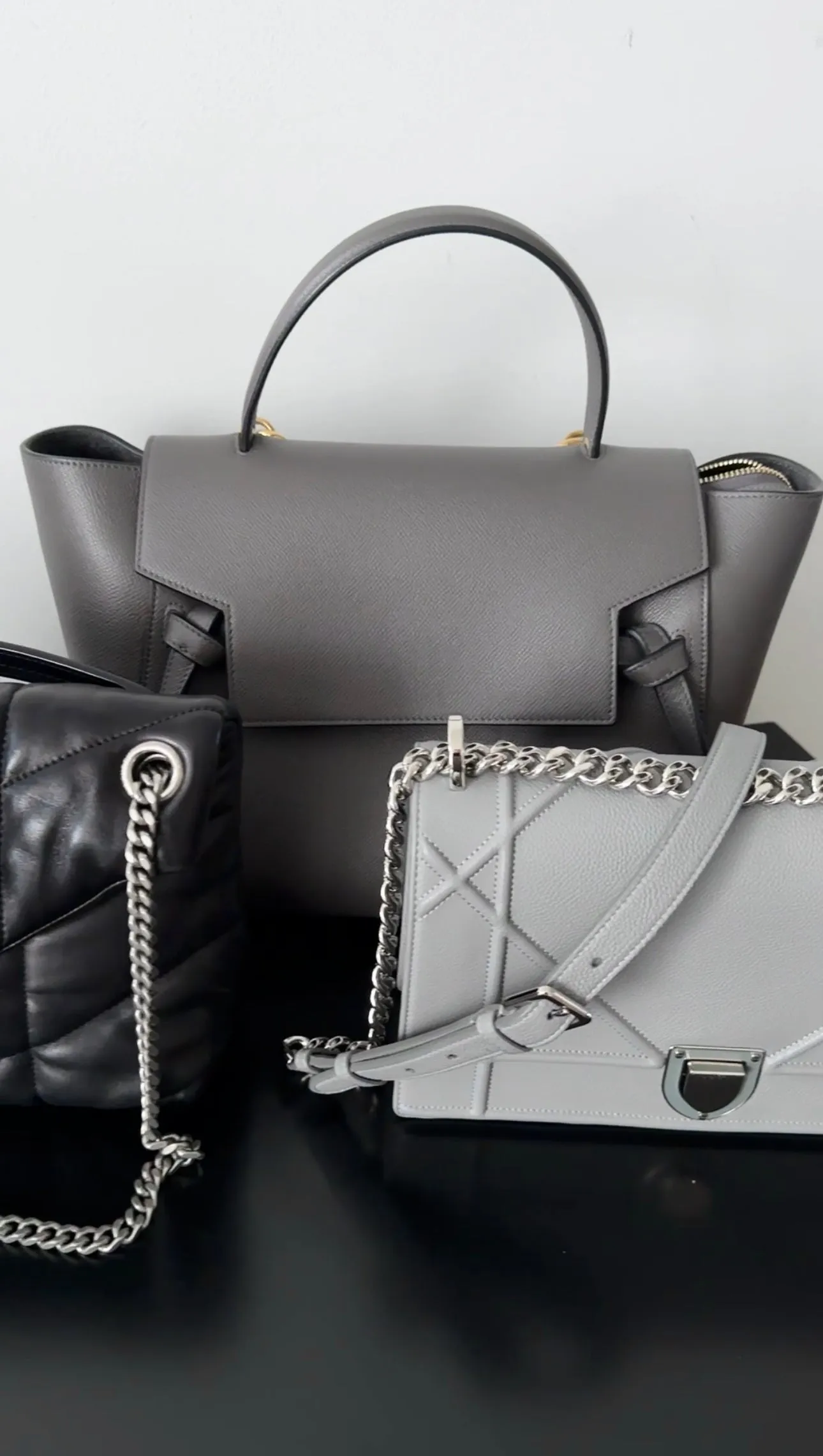 Celine Grey Mini Grained Leather Belt Bag