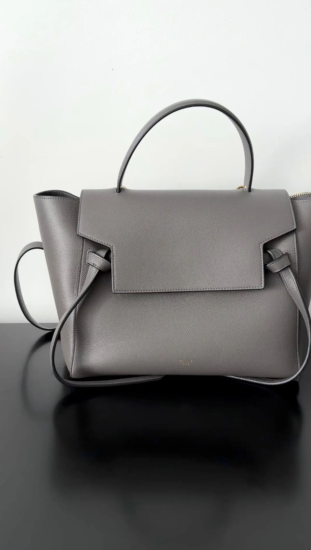 Celine Grey Mini Grained Leather Belt Bag