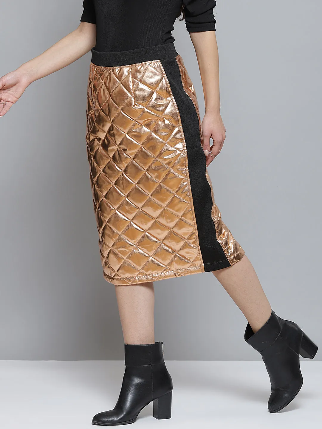 Copper Mettalic Pencil Skirt