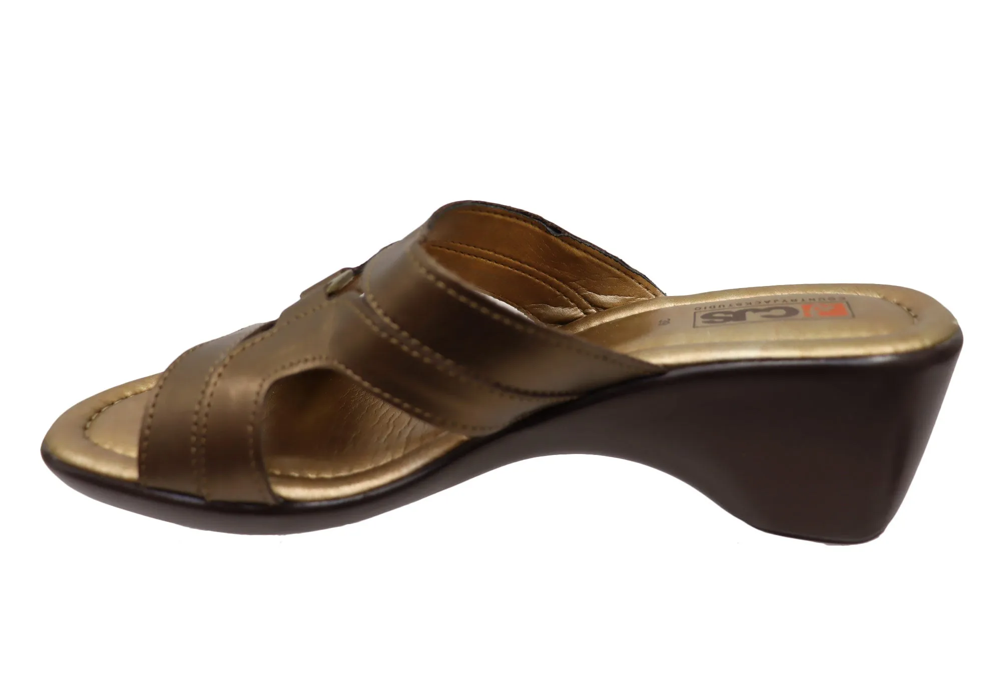 Country Jack Studio Womens C444 Leather Slides Sandals