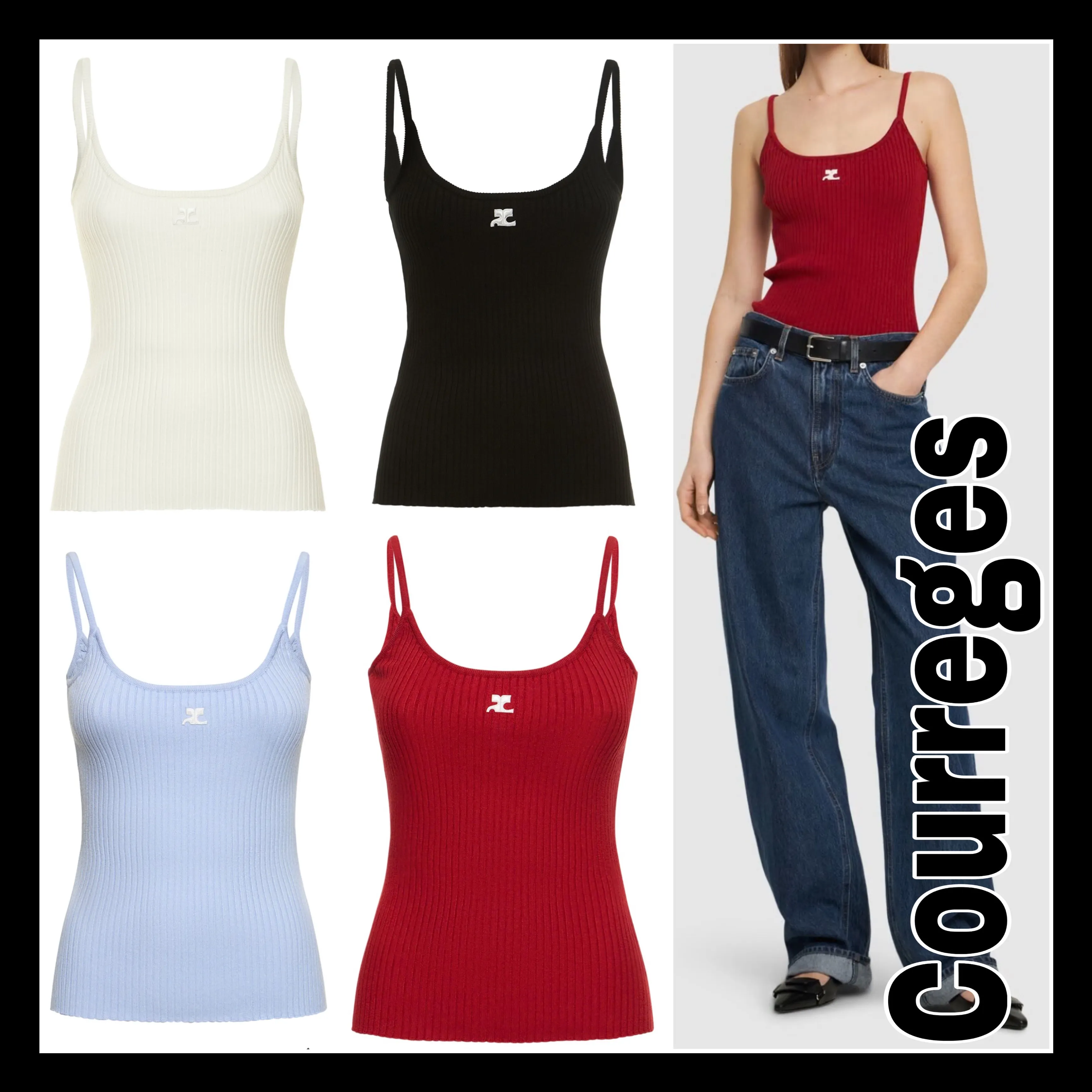 Courreges  |Casual Style Street Style Plain Tanks & Camisoles