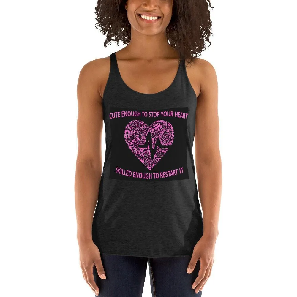 Cute enough to Stop your heart Nurse Tee/ Racerback Tank at Plusminusco || On Sale Now,Nurse Shirt, Nursing School T Shirt, Nurs