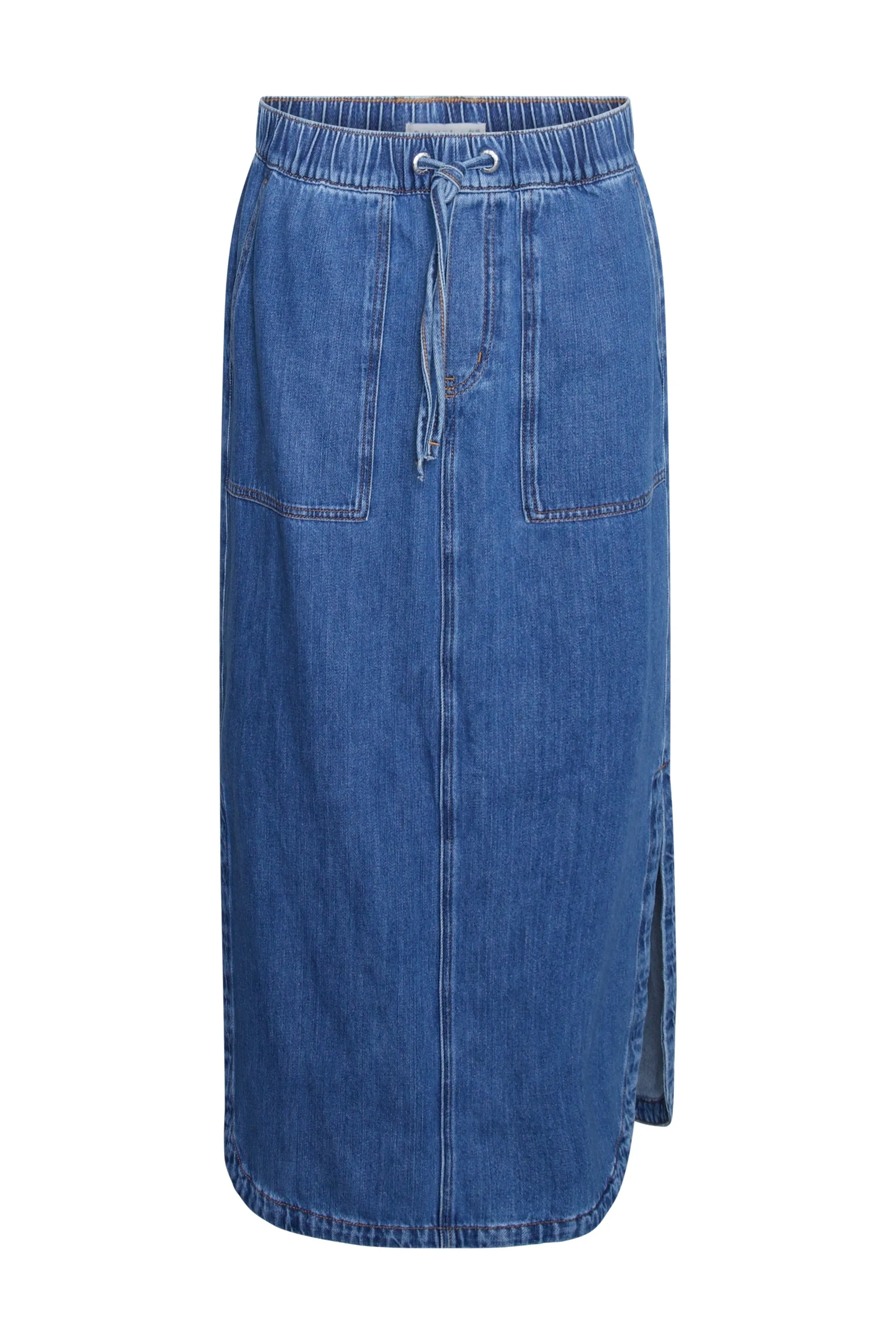 D-Luxe Curved Denim Midi Skirt