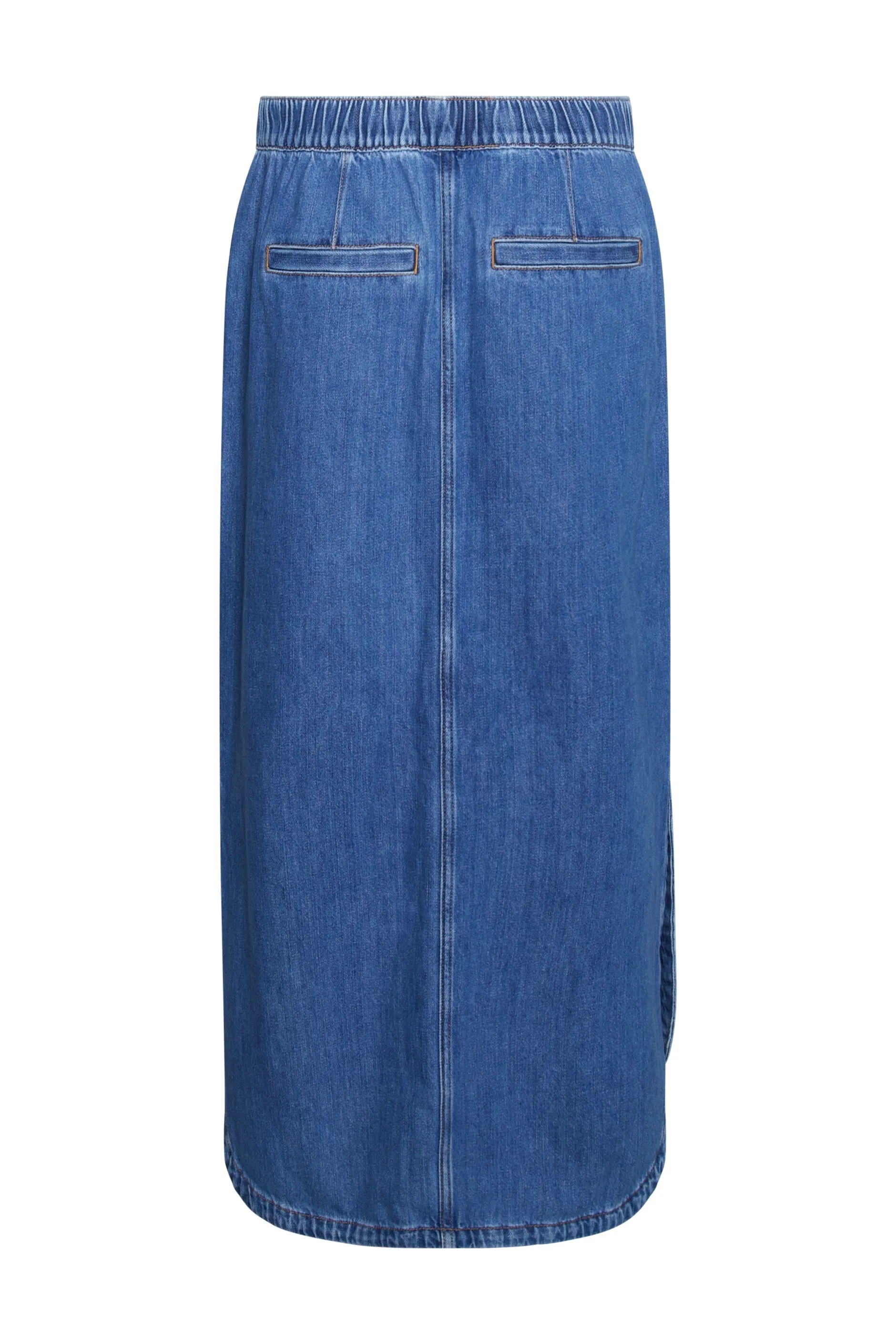 D-Luxe Curved Denim Midi Skirt