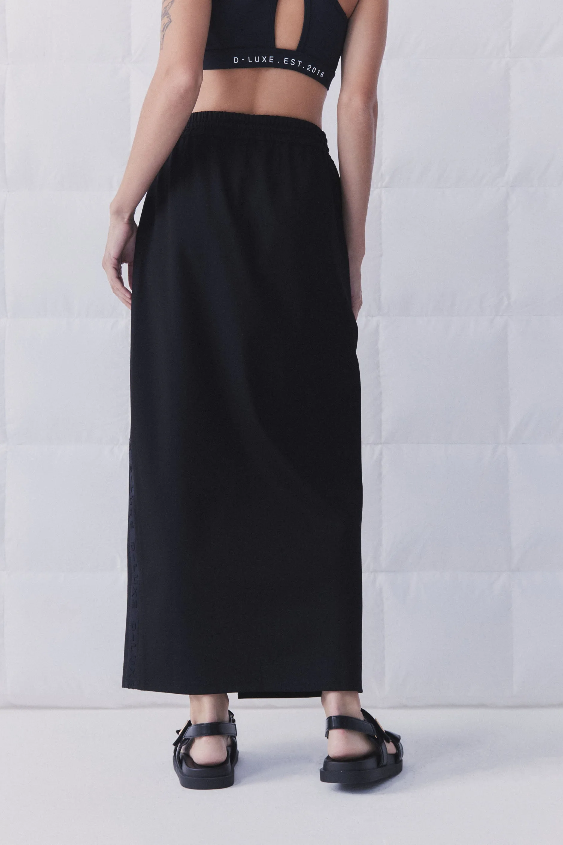 D-Luxe Ponte Logo Midi Skirt