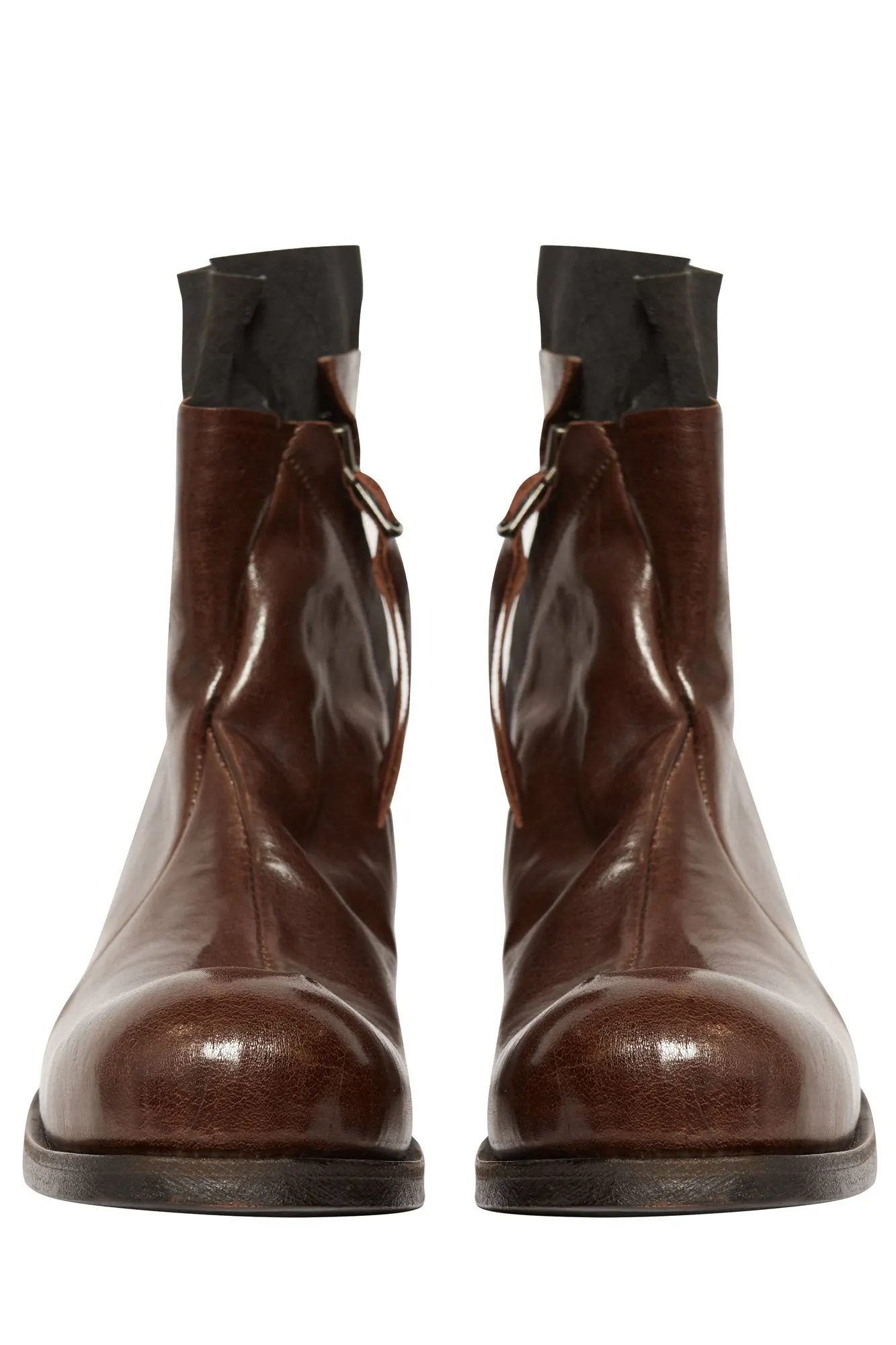 DARK BROWN LEATHER ANKLE BOOT