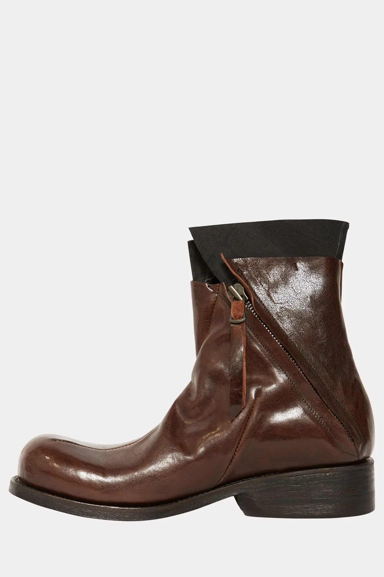 DARK BROWN LEATHER ANKLE BOOT