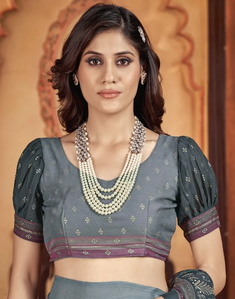 Dark Grey Georgette Printed Sarees