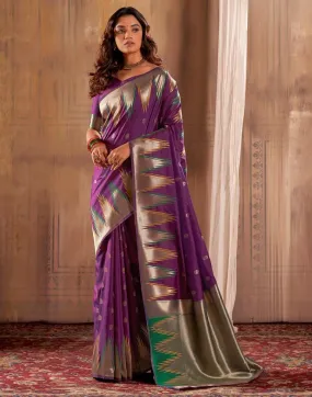 Dark Magenta Silk Woven Sarees