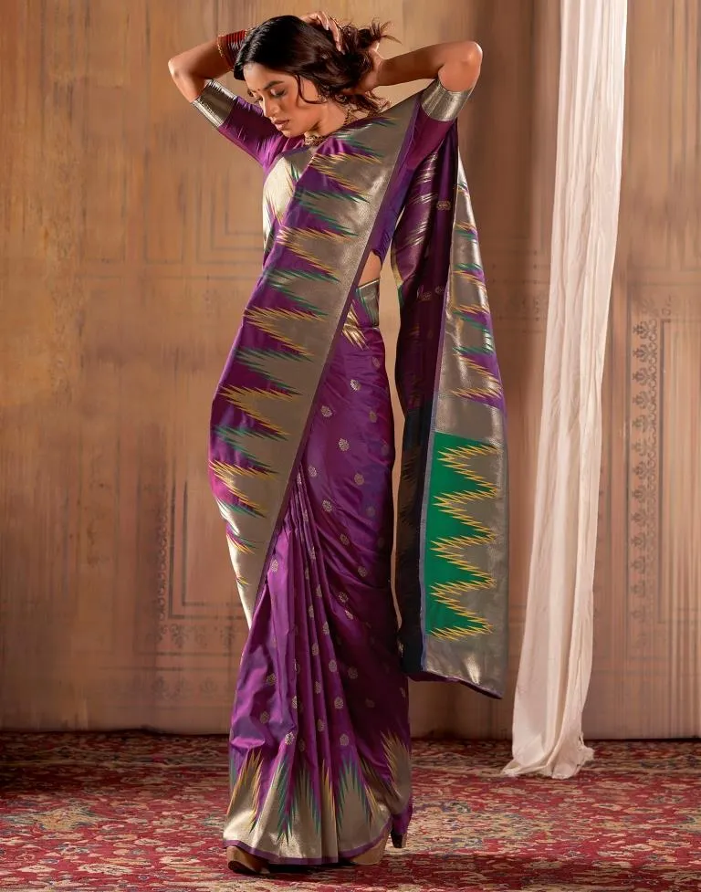 Dark Magenta Silk Woven Sarees