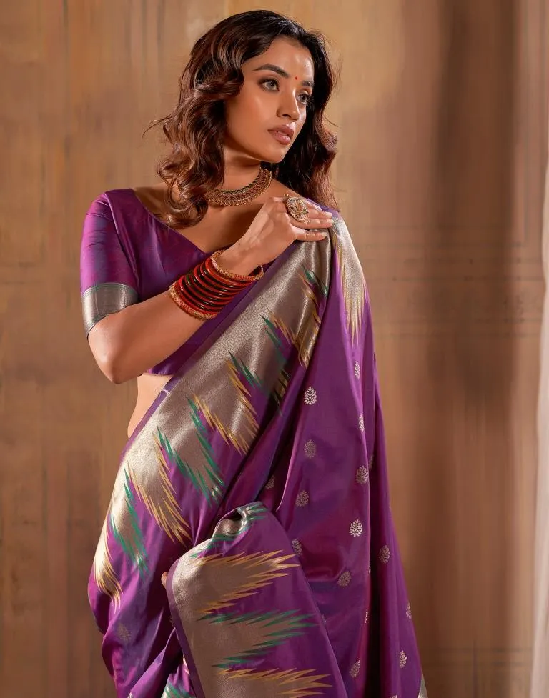 Dark Magenta Silk Woven Sarees