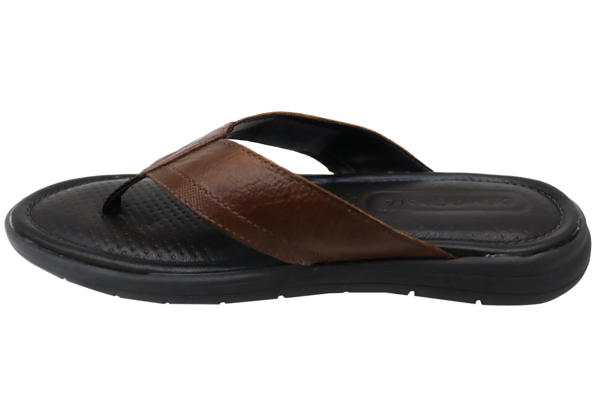 Democrata Mitch Mens Brazilian Leather Comfortable Thongs Sandals