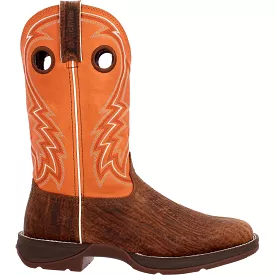 'Durango' Men's 12 Rebel Western Square Toe - Cedar Bark / Monarch Orange