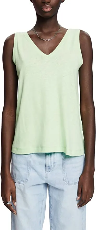 Esprit Citrus Green V-Neck Tank Top