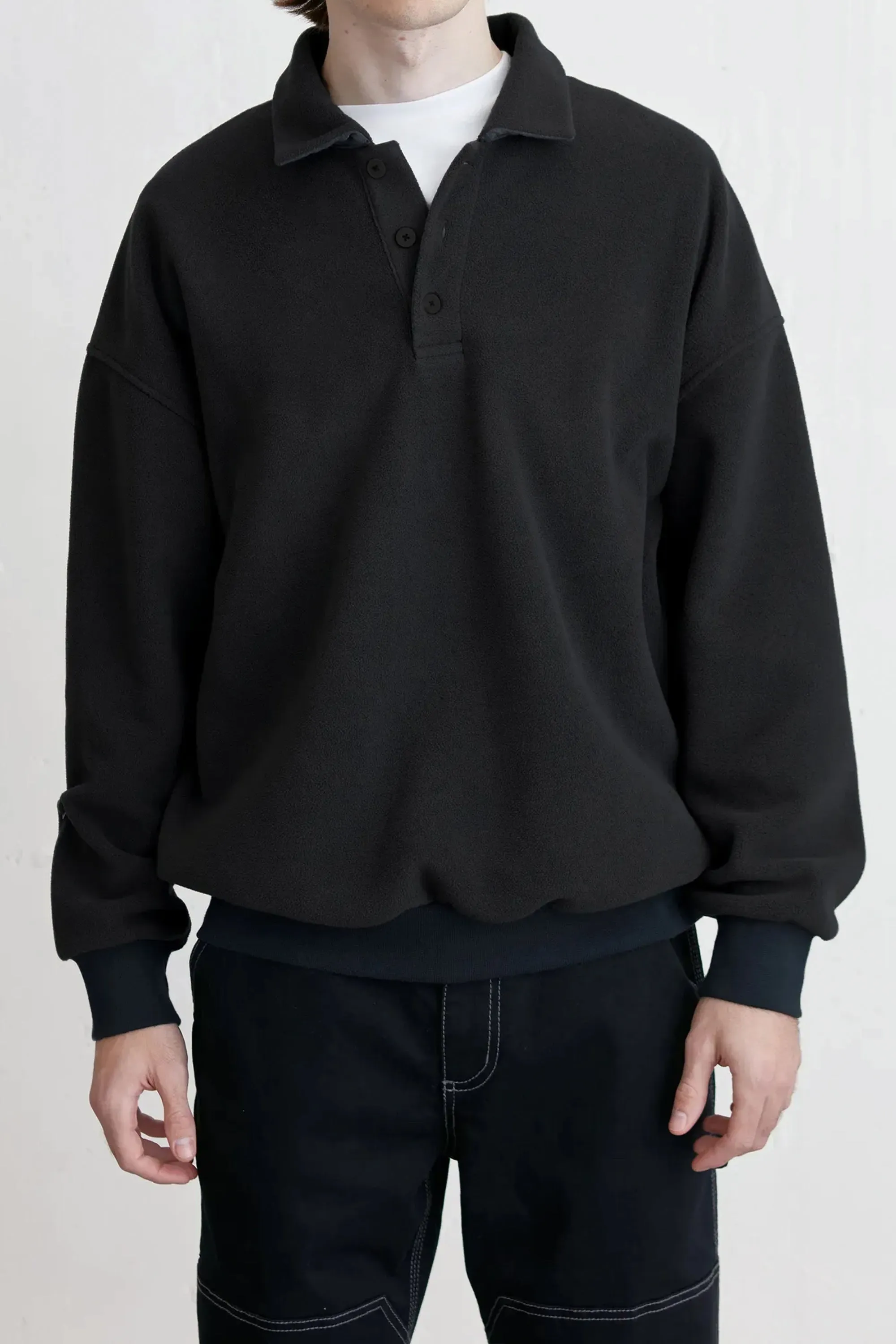 FLEECE POLO SWEATER