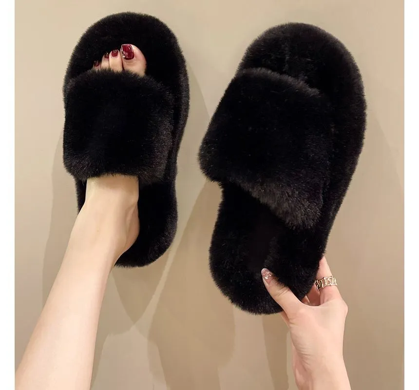 Fluffy Platform Slippers cc26