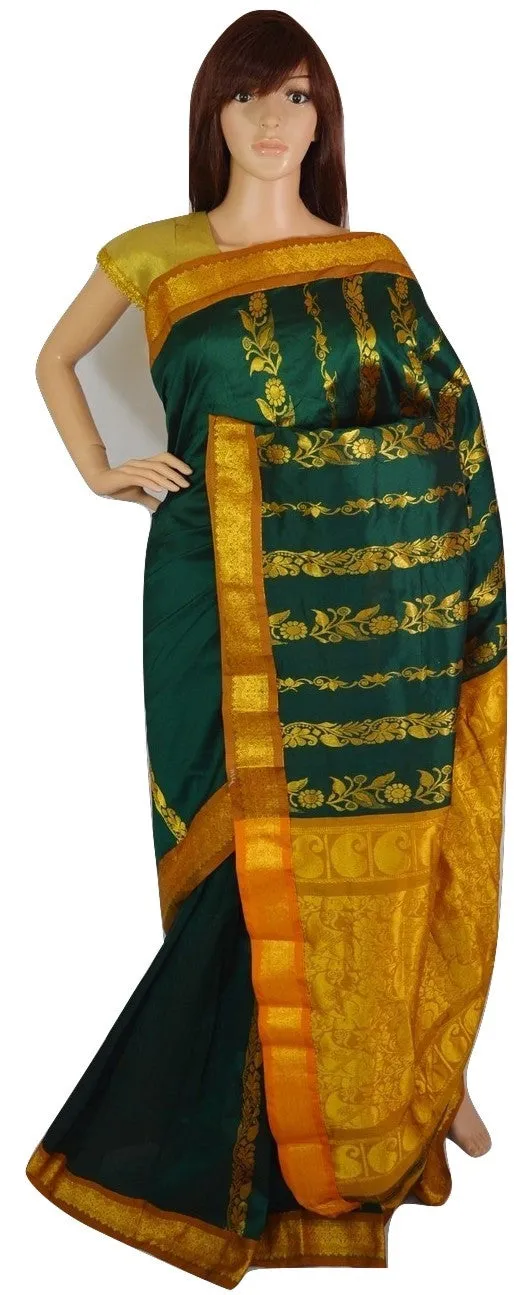 Green & Mustard Colour Kodi Silk Saree